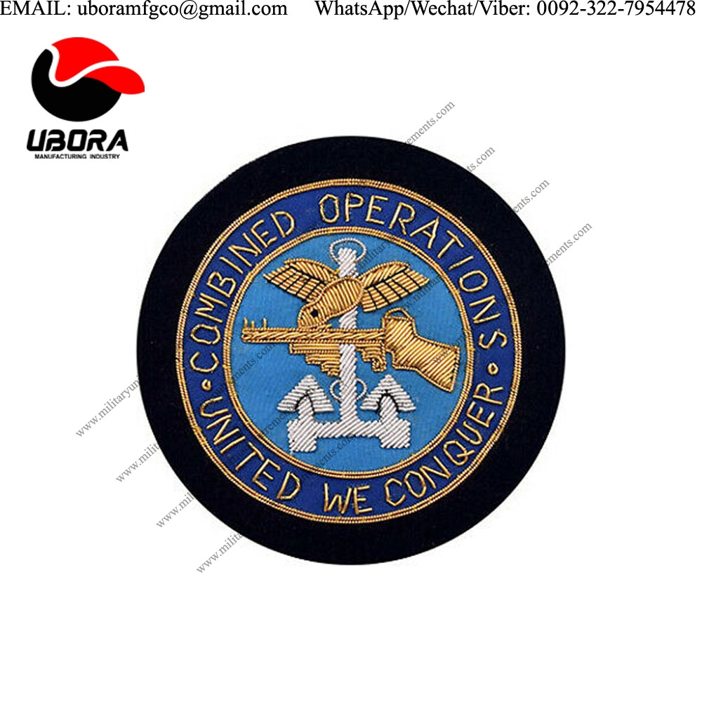 handmade badge Command Operations, Blazer Badge Wire Bullion Badge 9cm x 9cm wire Hand Embroidery 